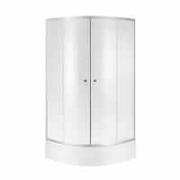 Lidz Latwa SC80x80.SAT.MID.FR Душевая кабина полукруглая, стекло Frost 4 мм + Lidz Душевой поддон KAPIELKA ST80x80x26, с панелью