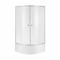 Lidz Latwa SC80x80.SAT.HIGH.FR Душевая кабина полукруглая, стекло Frost 4 мм + Lidz Душевой поддон KAPIELKA ST80x80x41, с панелью
