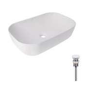Раковина для ванной Комплект Qtap Robin: Раковина накладная прямоугольная 600x390x150 мм White + Донный клапан PU02
