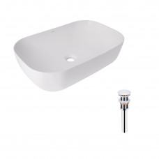 Раковина для ванной Комплект Qtap Robin: Раковина накладная прямоугольная 600x390x150 мм White + Донный клапан PU02