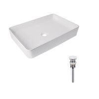 Раковина для ванной Комплект Qtap Tern: Раковина накладная прямоугольная 600x400x110 мм WHITE + Донный клапан PU02