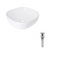 Раковина для ванной Комплект Qtap Kolibri: Раковина накладная 400x400x140 мм, White, квадратная + Донный клапан Pop-up PU02