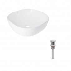 Раковина для ванной Комплект Qtap Kolibri: Раковина накладная 400x400x140 мм, White, квадратная + Донный клапан Pop-up PU02