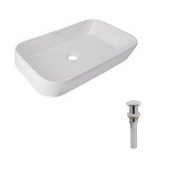 Раковина для ванной Комплект Qtap Scorpio: Раковина накладная 550x390x120 мм, White, прямоугольная + Донный клапан Pop-up PU02