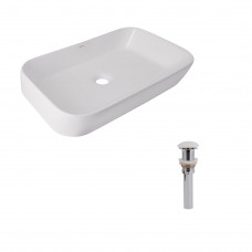 Раковина для ванной Комплект Qtap Scorpio: Раковина накладная 550x390x120 мм, White, прямоугольная + Донный клапан Pop-up PU02