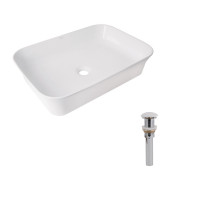 Раковина для ванной Комплект Qtap Virgo N: Раковина накладная 560x380x130 мм, White, прямоугольная + Донный клапан Pop-up PU02