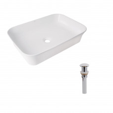 Раковина для ванной Комплект Qtap Virgo N: Раковина накладная 560x380x130 мм, White, прямоугольная + Донный клапан Pop-up PU02