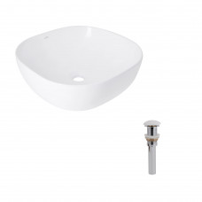 Раковина для ванной Комплект Qtap Kolibri: Раковина накладная 425x425x140 мм, White, квадратная + Донный клапан Pop-up PU02
