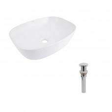 Раковина для ванной Комплект Qtap Cardinal: Раковина накладная 500×380×140 мм, White, овальная + Донный клапан Pop-up PU02