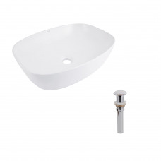 Раковина для ванной Комплект Qtap Cardinal: Раковина накладная 600x380x140 мм, White, овальная + Донный клапан Pop-up PU02