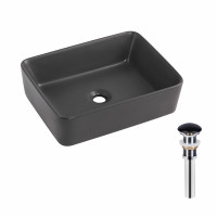 Раковина для ванной Раковина накладная Qtap Tern 480x370x135 мм, Anthracite, прямоугольная, с донным клапаном QT17116069AN