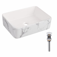 Раковина для ванной Раковина накладная Qtap Tern 480x370x135 мм, Marble, прямоугольная, с донным клапаном QT17116069MR