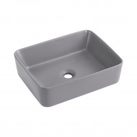 Раковина для ванной Раковина накладная Qtap Tern 480x370x135 мм, Stone grey, прямоугольная, с донным клапаном QT17116069SG