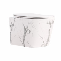 Унитаз подвесной Qtap Tern Ultra Quiet 520×345×325 мм, Marble, с сиденьем Slim Duroplast / Soft-close / Quick Release QTTER26MR49002