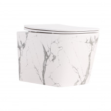 Унитаз подвесной Qtap Tern Ultra Quiet 520×345×325 мм, Marble, с сиденьем Slim Duroplast / Soft-close / Quick Release QTTER26MR49002