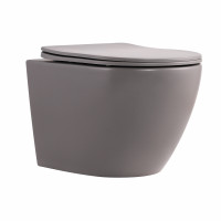 Унитаз подвесной Qtap Robin Ultra Quiet 520×365×340 мм, Stone grey, с сиденьем Slim Duroplast / Soft-close / Quick Release QTROB26SG48996