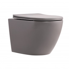 Унитаз подвесной Qtap Robin Ultra Quiet 520×365×340 мм, Stone grey, с сиденьем Slim Duroplast / Soft-close / Quick Release QTROB26SG48996