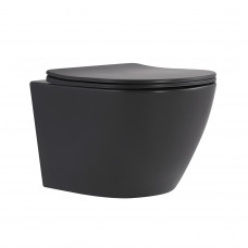 Унитаз подвесной Qtap Robin Ultra Quiet 520×365×340 мм, Anthracite, с сиденьем Slim Duroplast / Soft-close / Quick Release QTROB26AN48995