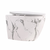 Унитаз подвесной Qtap Robin Ultra Quiet 520×365×340 мм, Marble, с сиденьем Slim Duroplast / Soft-close / Quick Release QTROB26MR48998