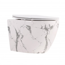 Унитаз подвесной Qtap Robin Ultra Quiet 520×365×340 мм, Marble, с сиденьем Slim Duroplast / Soft-close / Quick Release QTROB26MR48998