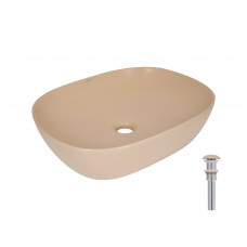 Раковина для ванной Раковина накладная Qtap Aquarius 470x380x120 мм, Beige, прямоугольная, с донным клапаном QTAQA188SB49781