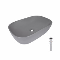 Раковина для ванной Раковина накладная Qtap Robin 600x390x150 мм, Stone grey, прямоугольная, с донным клапаном QTROB188SG49786