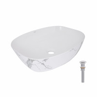 Раковина для ванной Раковина накладная Qtap Cardinal 500х380х140 мм, Marble, прямоугольная, с донным клапаном QTCAR188MR49826