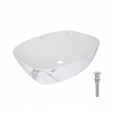 Раковина для ванной Раковина накладная Qtap Cardinal 500х380х140 мм, Marble, прямоугольная, с донным клапаном QTCAR188MR49826