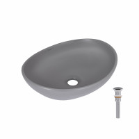 Раковина для ванної Раковина накладна Qtap Dove 415x340x140 мм, Stone grey, овальна, з донним клапаном QTDOV188SG49783
