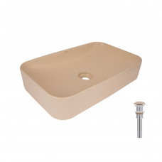 Раковина для ванной Раковина накладная Qtap Tern 610x350x135 мм, Beige, прямоугольная, с донным клапаном QTTER188SB49790