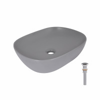 Раковина для ванной Раковина накладная Qtap Aquarius 470x380x120 мм, Stone grey, прямоугольная, с донным клапаном QTAQA188SG49780