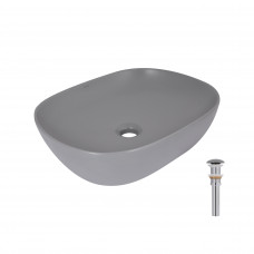 Раковина для ванной Раковина накладная Qtap Aquarius 470x380x120 мм, Stone grey, прямоугольная, с донным клапаном QTAQA188SG49780
