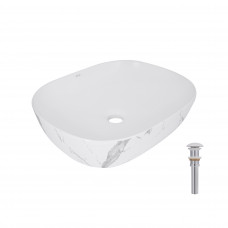 Раковина для ванной Раковина накладная Qtap Aquarius 470x380x120 мм, Marble, прямоугольная, с донным клапаном QTAQA188MR49782