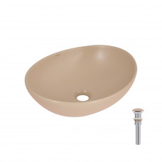 Раковина для ванной Раковина накладная Qtap Dove 415x340x140 мм, Beige, овальная, с донным клапаном QTDOV188SB49784