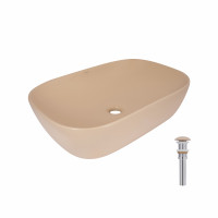 Раковина для ванної Раковина накладна Qtap Robin 600x390x150 мм, Beige, прямокутна, з донним клапаном QTROB188SB49787