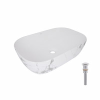 Раковина для ванной Раковина накладная Qtap Robin 600x390x150 мм, Marble, прямоугольная, с донным клапаном QTROB188MR49788