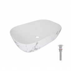Раковина для ванной Раковина накладная Qtap Robin 600x390x150 мм, Marble, прямоугольная, с донным клапаном QTROB188MR49788