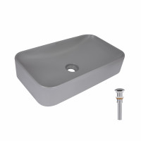 Раковина для ванной Раковина накладная Qtap Tern 610x350x135 мм, Stone grey, прямоугольная, с донным клапаном QTTER188SG49789
