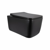 Унитаз подвесной Qtap Gemini Ultra Quiet 485×340×350 мм, Matt Black, с сиденьем Slim Duroplast / Soft-close / Quick Release QTGEM28BLM50505
