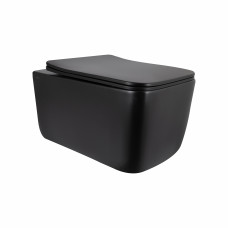 Унитаз подвесной Qtap Gemini Ultra Quiet 485×340×350 мм, Matt Black, с сиденьем Slim Duroplast / Soft-close / Quick Release QTGEM28BLM50505