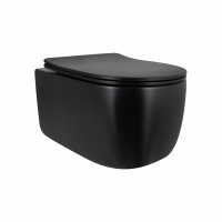 Унитаз подвесной Qtap Taurus Ultra Quiet 515×360×350 мм, Matt Black, с сиденьем Slim Duroplast / Soft-close / Quick Release QTTAU28BLM50504