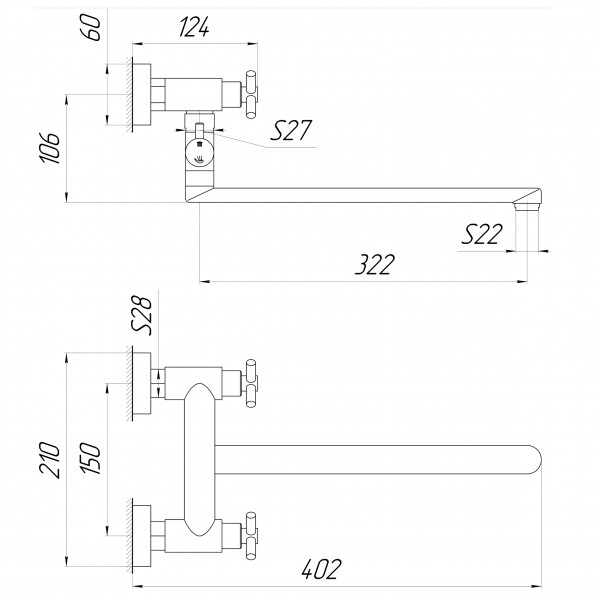 Смеситель для ванны Globus Lux DUKAT SD4-108