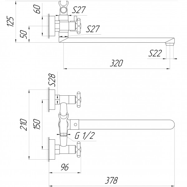 Смеситель для ванны Globus Lux DUKAT SD4-208