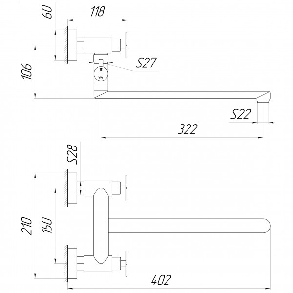 Змішувач для ванни Globus Lux DUKAT-8 SD8-108