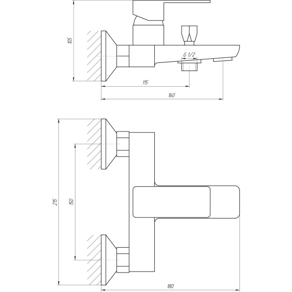 Смеситель для ванны Globus Lux Milano GLM-0102-10-BB