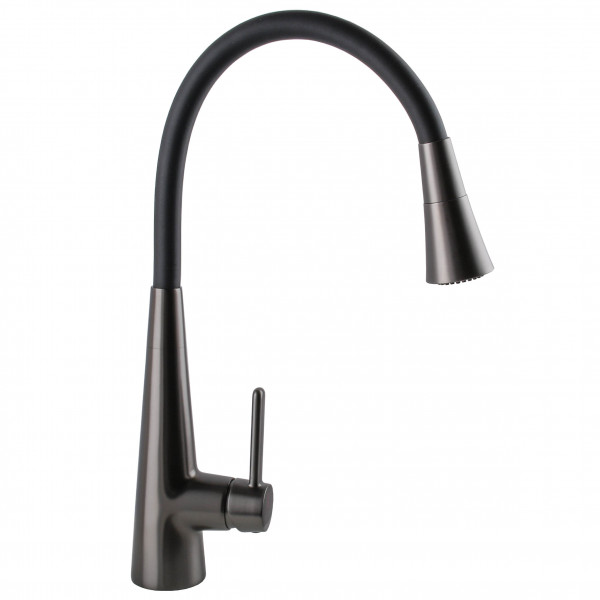Змішувач для кухні Globus Lux LAZER Pro GLPR-203SM-GPлатунь Графіт,гофровилив Чорний з душ.насадкою