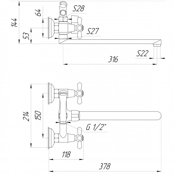 Смеситель для ванны DOMINO DBF-129-35F-SHARM