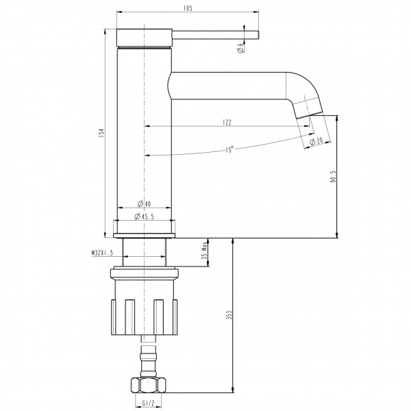 Смеситель для умывальника TOPAZ LOFT TLF 32201-H75-C
