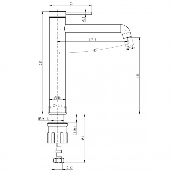 Смеситель для умывальника TOPAZ LOFT TLF 32203-H75-C