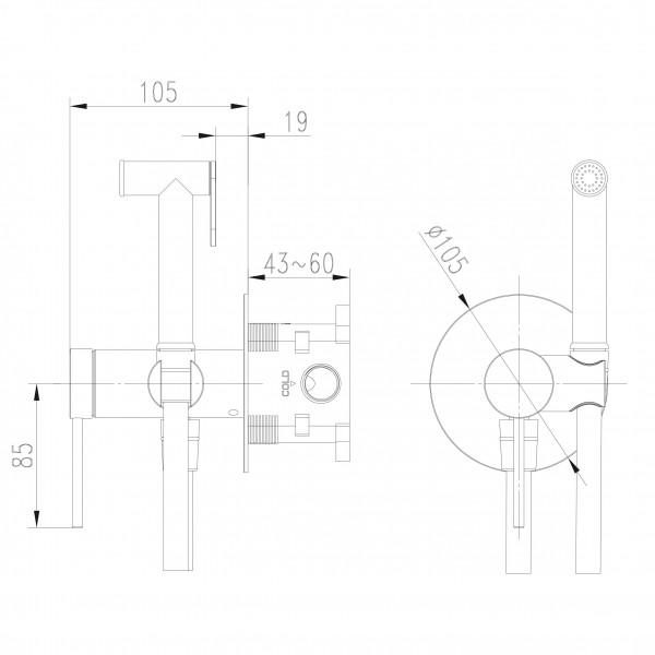 Змішувач гігієнічний TOPAZ LOFT TLF 32106-H39-C